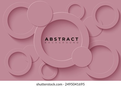 Abstract Background with 3d circle grayish pink papercut layer, vector illustration