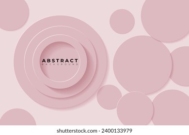 Abstract Background with 3d circle light grayish red papercut layer, vector illustration