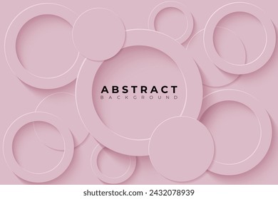 Abstract Background with 3d circle light grayish pink papercut layer, vector illustration