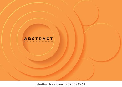 Abstract Background with 3d circle light orange papercut layer, vector illustration
