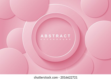 Abstract Background with 3d circle pink papercut layer. Creative illustration for poster, web, landing, page, cover, ad, greeting, card, promotion. Eps 10 vector