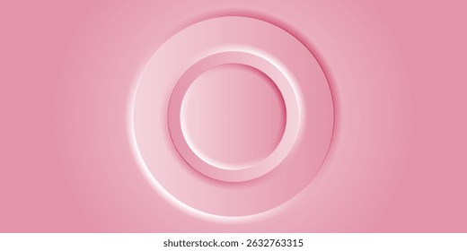 Fundo abstrato com 3d círculo cor-de-rosa camada de corte de papel. Ilustração criativa para cartaz, web, landing, página, capa, anúncio, saudação, cartão, promoção, ilustração vetorial