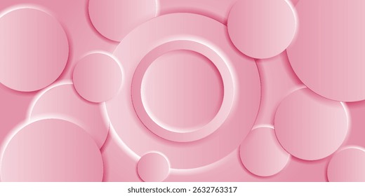 Fundo abstrato com 3d círculo cor-de-rosa camada de corte de papel. Ilustração criativa para cartaz, web, landing, página, capa, anúncio, saudação, cartão, promoção, ilustração vetorial