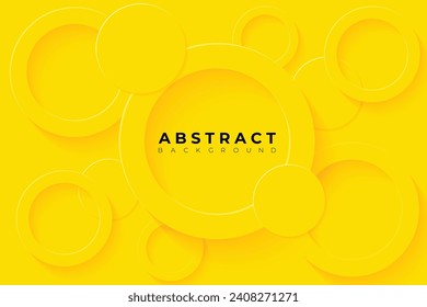 Abstract Background with 3d circle pure yellow papercut layer, vector illustration