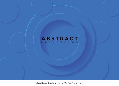 Abstract Background with 3d circle pure blue papercut layer, vector illustration