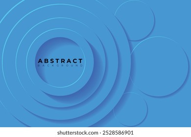 Abstract Background with 3d circle slightly pure blue papercut layer, vector illustration