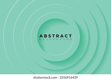 Abstract Background with 3d circle slightly desaturated cyan - lime green papercut layer, vector illustration