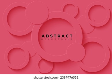 Abstract Background with 3d circle soft red papercut layer, vector illustration