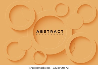 Abstract Background with 3d circle soft orange  papercut layer, vector illustration	