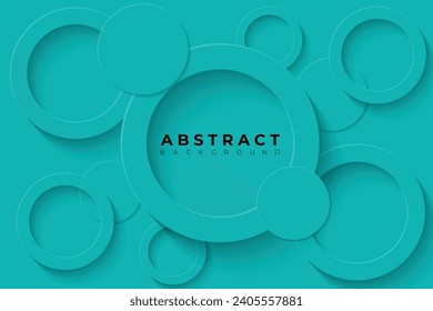 Abstract Background with 3d circle strong cyan papercut layer, vector illustration