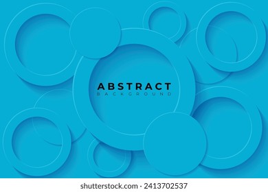 Abstract Background with 3d circle strong cyan papercut layer, vector illustration