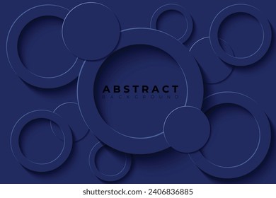 Abstract Background with 3d circle very dark blue papercut layer, vector illustration