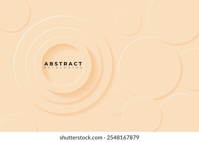 Fundo abstrato com círculo 3d camada de recorte de papel laranja muito macia, ilustração vetorial