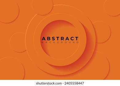 Resumen Fondo con 3d capa de papel naranja vívido de círculo, ilustración vectorial