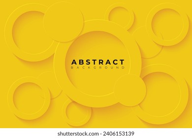 Abstract Background with 3d circle vivid yellow papercut layer, vector illustration