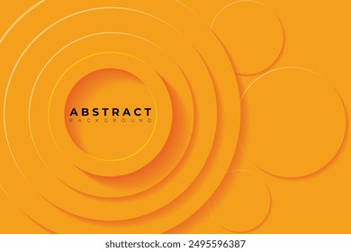 Abstract Background with 3d circle vivid orange papercut layer, vector illustration