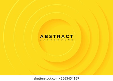 Abstract Background with 3d circle vivid yellow papercut layer, vector illustration