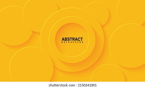 Abstract Background with 3d circle yellow papercut layer, vector illustration