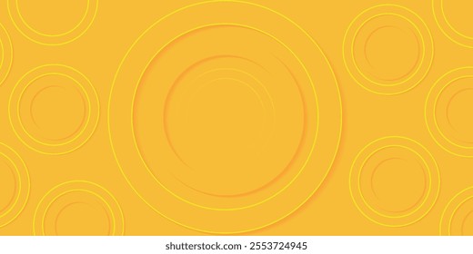 Abstract Background with 3d circle yellow papercut layer