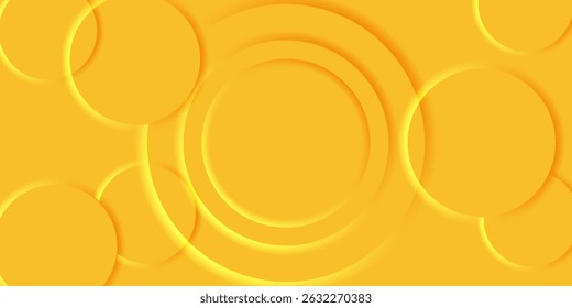 Fundo abstrato com 3d círculo amarelo camada de corte de papel, ilustração vetorial