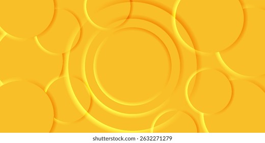 Fundo abstrato com 3d círculo amarelo camada de corte de papel, ilustração vetorial