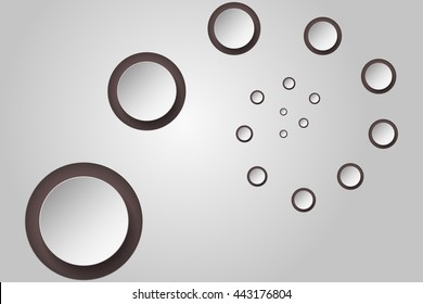 Abstract background with 3D circles in spiral or twist with decreasing size and own shadows that can be used as wallpaper, infographics element or backdrop.