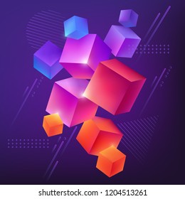 Abstract background with 3d colorful cubes. Vector EPS10.