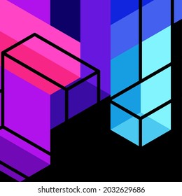 Abstract background. 3d cubes, cubic elements and blocks. Techno or business concept for wallpaper, banner, background, landing page