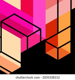 Abstract background. 3d cubes, cubic elements and blocks. Techno or business concept for wallpaper, banner, background, landing page