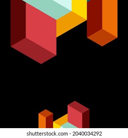 Abstract background. 3d cubes, cubic elements and blocks. Techno or business concept for wallpaper, banner, background, landing page