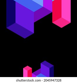 Abstract background. 3d cubes, cubic elements and blocks. Techno or business concept for wallpaper, banner, background, landing page