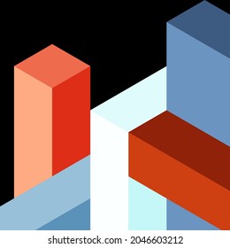 Abstract background. 3d cubes, cubic elements and blocks. Techno or business concept for wallpaper, banner, background, landing page