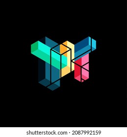 Abstract background. 3d cubes, cubic elements and blocks. Techno or business concept for wallpaper, banner, background, landing page
