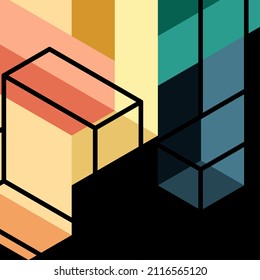 Abstract background. 3d cubes, cubic elements and blocks. Techno or business concept for wallpaper, banner, background, landing page