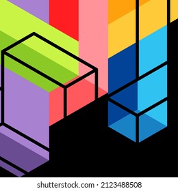 Abstract background. 3d cubes, cubic elements and blocks. Techno or business concept for wallpaper, banner, background, landing page