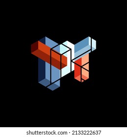 Abstract background. 3d cubes, cubic elements and blocks. Techno or business concept for wallpaper, banner, background, landing page