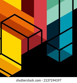 Abstract background. 3d cubes, cubic elements and blocks. Techno or business concept for wallpaper, banner, background, landing page