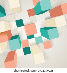 Abstract background with 3d cubes and rhombus,vector illustration.