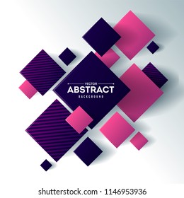 Abstract background with 3d cubes and squares