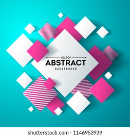 Abstract background with 3d cubes and squares