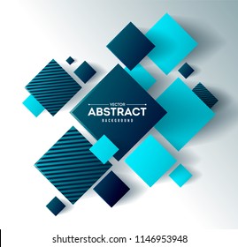 Abstract background with 3d cubes and squares