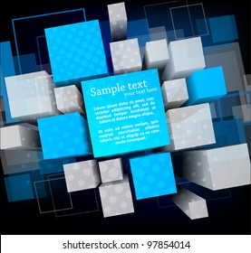 Abstract background with 3d cubes and squares