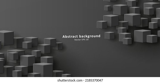 Abstract background with 3d cubes structure at the corners. Vector illustration