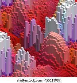 Abstract background with 3d cubes. Vector cube box for business concepts.  Red, pink colors. 