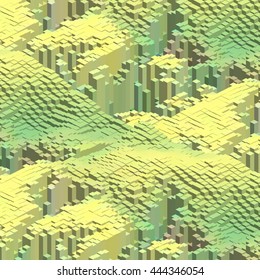 Abstract background with 3d cubes. Yellow, green colors. 