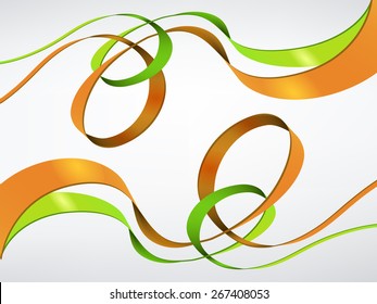 Abstract background with 3d curled ribbons. Vector illustration.