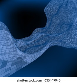 Abstract background 3d curve mesh blue.
