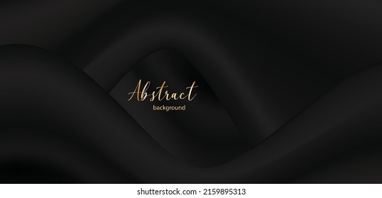 Abstract background with 3d curvy lines. Abstract wavy black background. Soft shapes. Vector illustration. Minimalist decoration