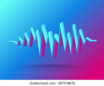 Abstract Background. 3D Digital Energy Sound Music Equalizer. Vector Illustration.