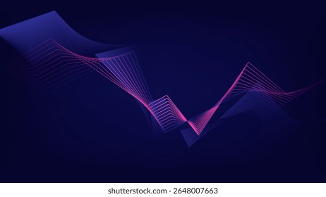 Abstract background 3D Dynamic pink and blue line wave pattern, Digital technology concept, vector illustration